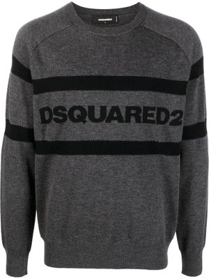 DSQUARED2 pull en maille intarsia à logo - Gris