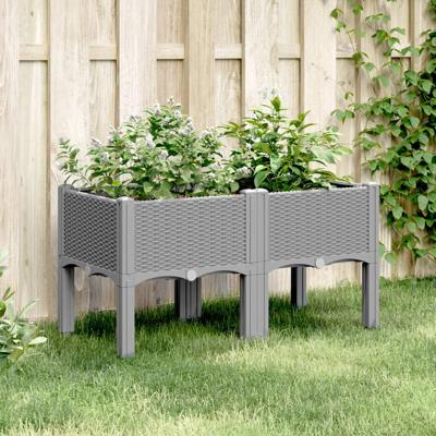 VidaXL Plantenbak met poten 80x40x42 cm polypropeen lichtgrijs