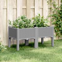 VidaXL Plantenbak met poten 80x40x42 cm polypropeen lichtgrijs
