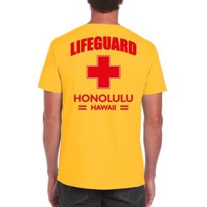 Lifeguard/ strandwacht verkleed t-shirt / shirt Lifeguard Honolulu Hawaii geel voor heren