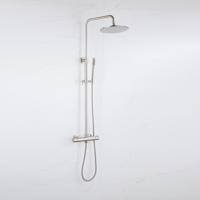 Fortifura Calvi Regendoucheset - thermostatisch - 25cm hoofddouche - metalen slang - staaf handdouche - Geborsteld RVS PVD SW1159499