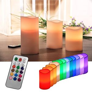 2x Set van 3 LED kaarsen color changing met afstandsbediening