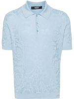 Versace polo à motif Barocco en jacquard - Bleu