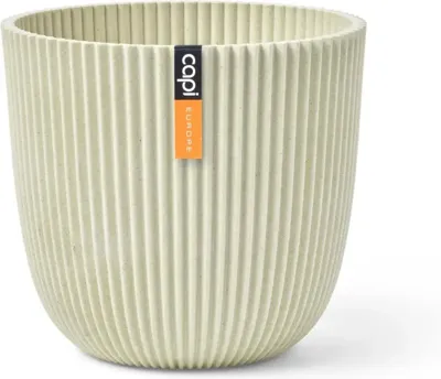 Capi nature groove bol bloempot 16.5x15 cm zaagsel beige