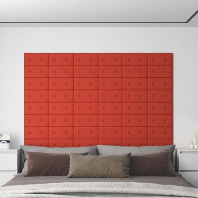 VidaXL Wandpanelen 12 st 0,54 m² 30x15 cm kunstleer rood