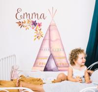 Muurstickers kinderkamer Gepersonaliseerde tipi tent