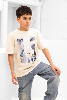 Hugo Boss Grafische Print T-Shirt Kids Beige - Maat 15/16 jaar - Kleur: Beige | Soccerfanshop
