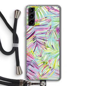 Tropical Palms Blue: Samsung Galaxy S21 Plus Transparant Hoesje met koord