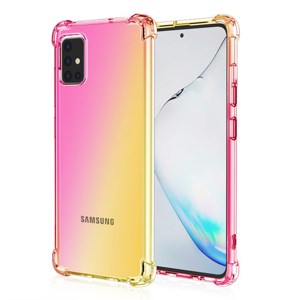 Samsung Galaxy A55 hoesje - Backcover - Extra dun - Tweekleurig - Siliconen - Roze/Geel