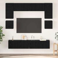Tv-meubelset 8 pcs Zwart eiken 80 x 30 x 30 cm Bewerkt hout