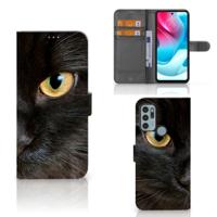 Motorola Moto G60s | Telefoonhoesje | Met pasjeshouder | Zwarte Kat