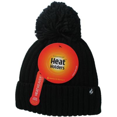 Heat Holders Ladies pom pom hat arden black one size