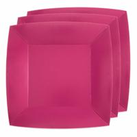 Santex Bordjes karton - 10x - vierkant - fuchsia roze - 23 x 23 cm - feestbordjes