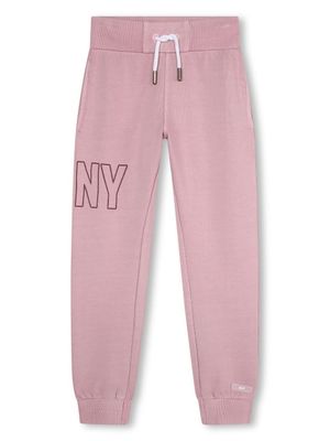 Dkny Kids pantalon de jogging en coton à logo imprimé - Rose