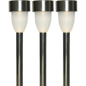 4x Buiten/tuin Led Rvs steker Nova solar verlichting 26 cm