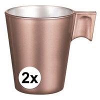 2x Espresso/koffie kopje rose goud   -