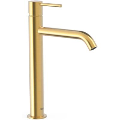 Wastafelkraan Tres Study | Opbouw | Mengkraan | Hoog model | 1-knop | Rond | 24k Goud mat