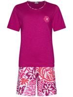 Katoenen shortama rode bloemen