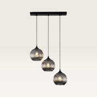 Hanglamp Globo vetro fumé IIl - Drie bollen van geribbeld rookglas met een speels effect - Zonder lichtbron