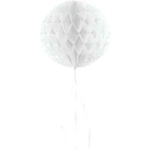 Decoratie bol - wit - 30 cm - crepe papier - versiering - feestversiering