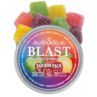 Blast Fruit variaties CBD gummies in blik - 20 stuks