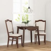 Eetkamerstoelen met kussens 2 stuks bruin massief hout rubber Eetkamerstoelen met kussens 2 stuks bruin massief hout rubber