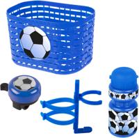 Messingschlager Ventura accessoiresset voetbal jongens blauw/wit 4-delig