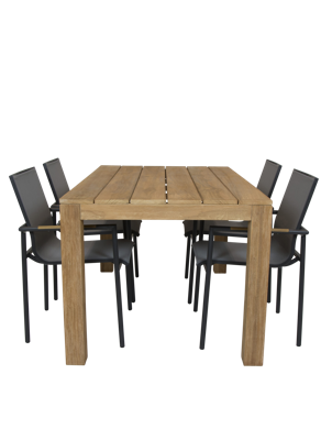 Alberto teak tuintafel 160 met Qopps Tulsi dining tuinstoel
