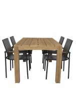 Alberto teak tuintafel 160 met Qopps Tulsi dining tuinstoel