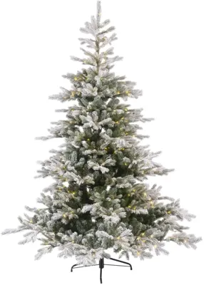Everlands Grandis Fir verlichte kunstkerstboom besneeuwd groen 180cm, 400 lampjes