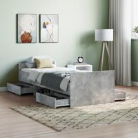 Bedframe met hoofd- en voeteneinde betongrijs 75x190 cm