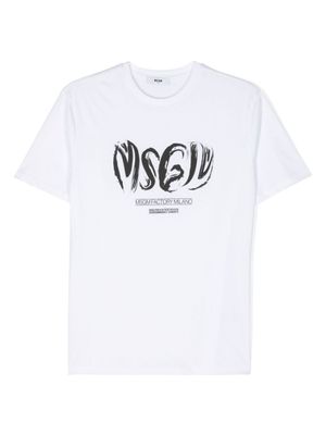 MSGM Kids t-shirt en coton à logo imprimé - Blanc