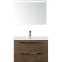 Seville Badmeubelset 80 cm - Tabacco - Keramische Wastafel Wit Enjoy met Sence Spiegel