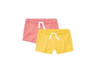 pepperts! Meisjes sweatshorts, 2 stuks, met hoog katoengehalte (158/164, geel/koraal)