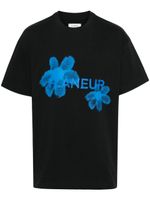 FLÂNEUR t-shirt Floral Watercolor - Noir