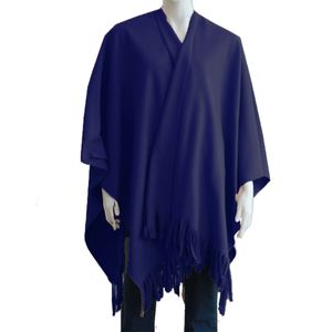 Luxe omslagdoek/poncho - paars - 180 x 140 cm - fleece - Dameskleding accessoires One size  -