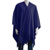 Luxe omslagdoek/poncho - paars - 180 x 140 cm - fleece - Dameskleding accessoires - thumbnail