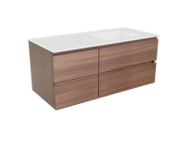Balmani Lucida asymmetrische meubelset notenhout met matte Tablo Stretto wastafel 120x55cm zwevend
