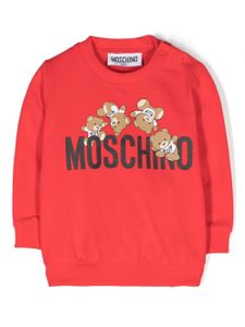 Moschino Kids logo-appliqué cotton sweatshirt - Rouge