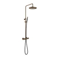 Hotbath Cobber Opbouw Regendoucheset Met Thermostaatkraan Met 30cm Ronde Hoofddouche en Staafhanddouche Verouderd Messing - thumbnail