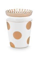 Pip Studio Set/2 Mok zonder Oor & Theetip Dot Delight Wit/Goud 290ml