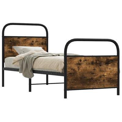 Bedframe zonder matras bewerkt hout gerookt eiken 75x190 cm