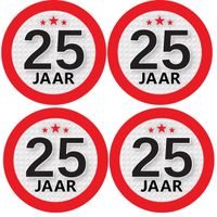 Set van 8x stuks 25 jaar leeftijd sticker rond 9 cm verjaardag versiering - thumbnail