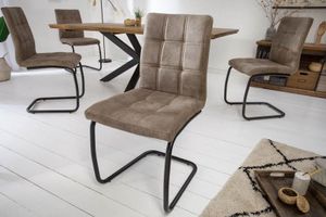 industrieele sledestoel MODENA vintage taupe met decoratieve stiksels - 40551