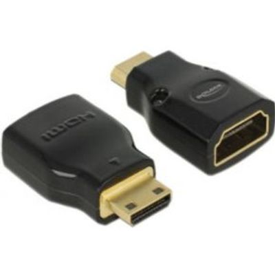 Delock 65665 Adapter High Speed HDMI met Ethernet - HDMI Mini-C male > HDMI-A female 4K zwart Delock 65665 Adapter High Speed HDMI met Ethernet - HDMI Mini-C male > HDMI-A female 4K zwart