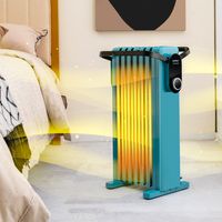 1500W Olie Radiator 7 Vinnen Verwarming met 3 Warmteniveaus Energiebesparing & Bescherming Tegen Oververhitting Turquoise - thumbnail