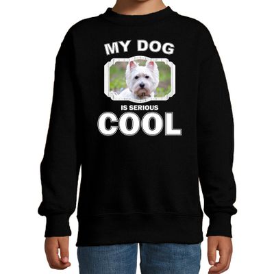 West terrier honden trui / sweater my dog is serious cool zwart voor kinderen West terrier honden trui / sweater my dog is serious cool zwart voor kinderen
