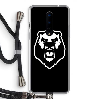 Angry Bear (black): OnePlus 8 Transparant Hoesje met koord