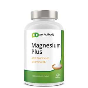 Perfectbody Magnesium (bisglycinaat) Plus (taurine, Vitamine B6 & D3) Tabletten - 60 Tabletten