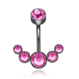 LGT JWLS Piercing in Anker vorm - Roze Kristal & Zwart